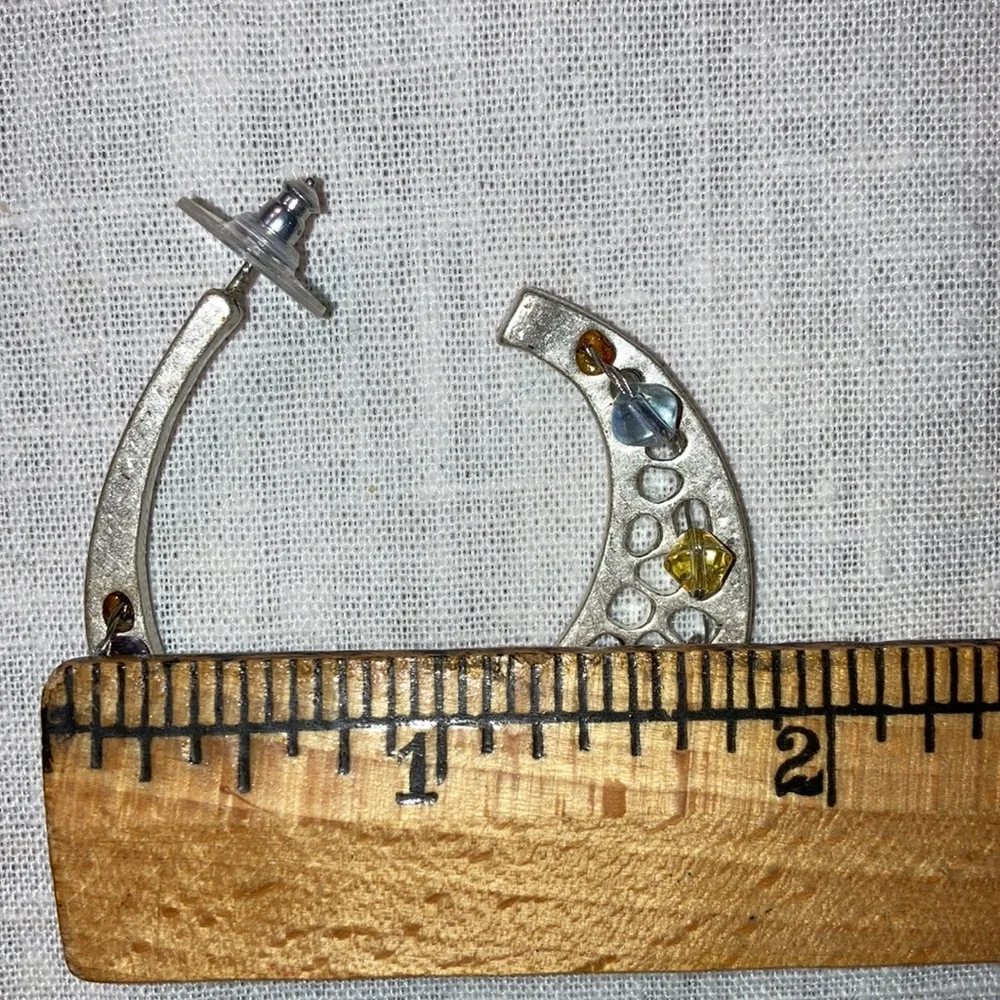 One pair like-new ST earrings w/ 9 transparent colored beads wired on $17 - Picture 4 of 5